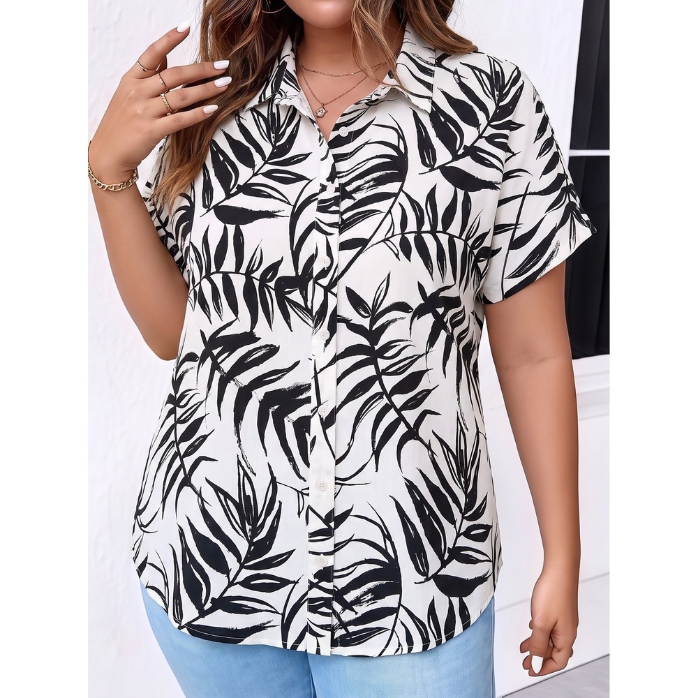 Tommy Bahama Fronds With Benefits Camp Shirt M Black White Palm Leaf NWT